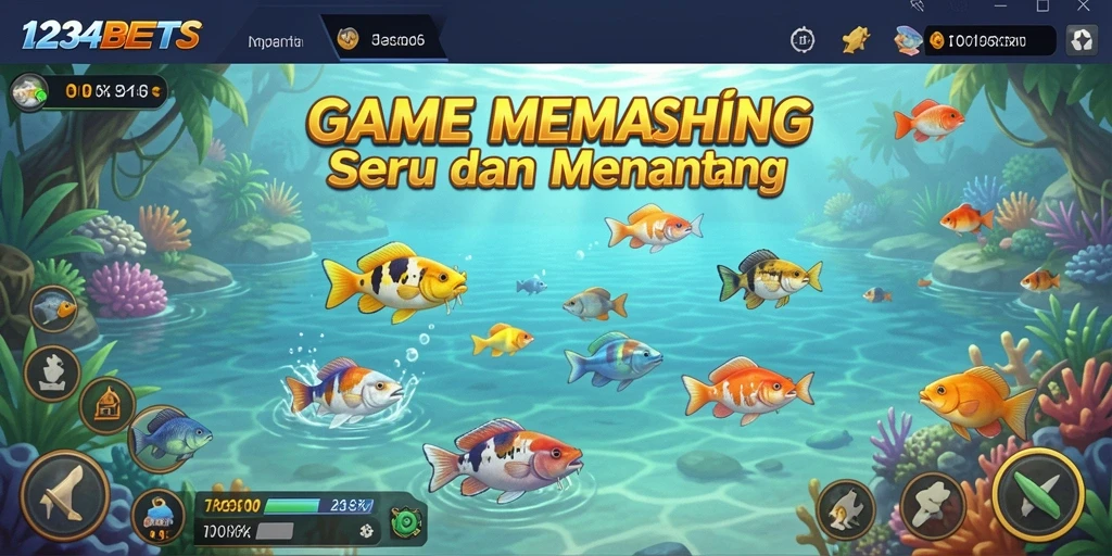 Tampilan gameplay <strong>1234BETS</strong> yang memukau saat menangkap ikan.