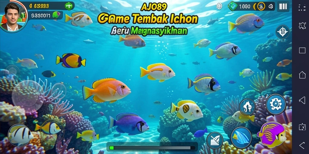 Tampilan gameplay AJO89 dengan aksi menembak ikan yang seru.