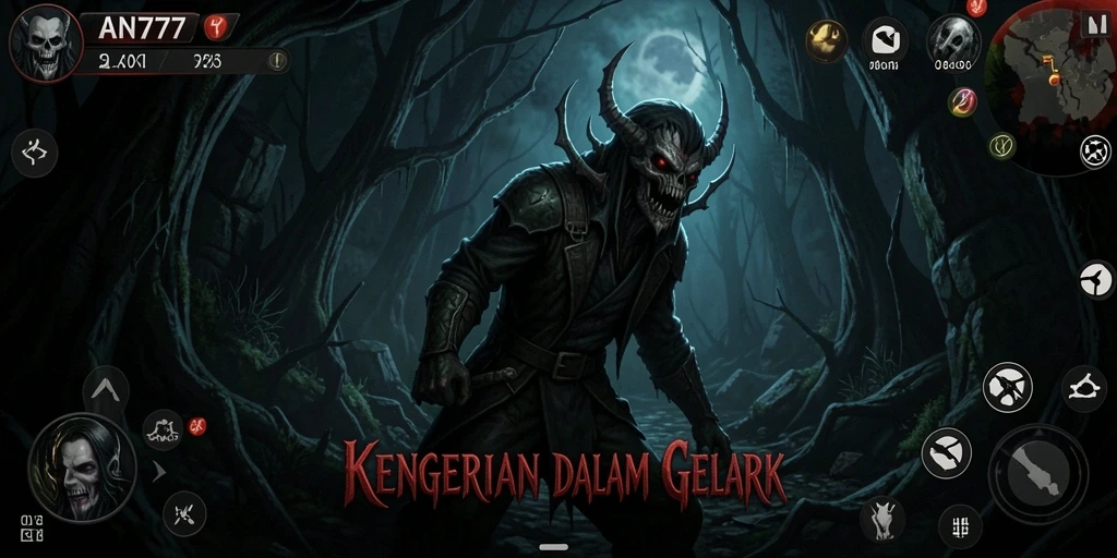 Tampilan gameplay <strong>AN777</strong> yang menegangkan dan menyeramkan.