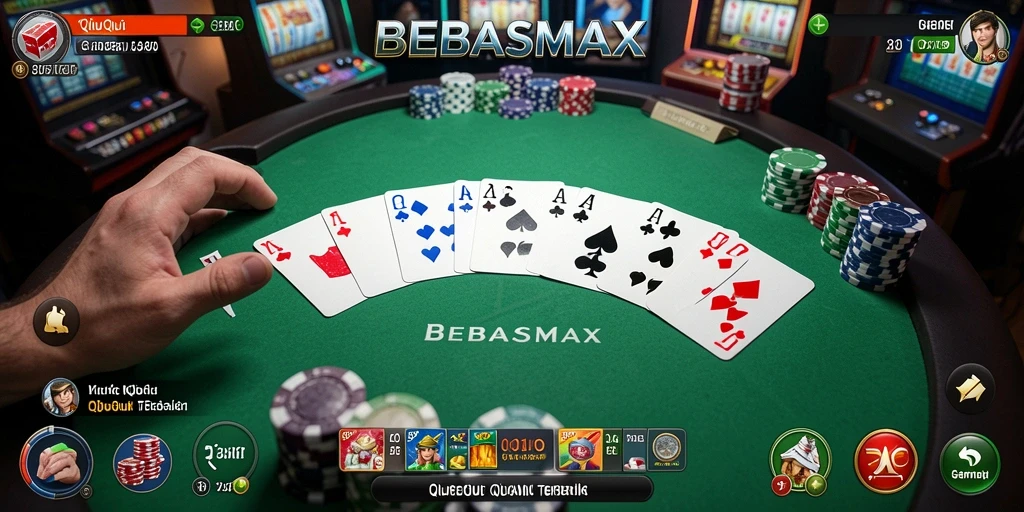 Tampilan gameplay seru dalam BEBASMAX saat bermain QiuQiu.