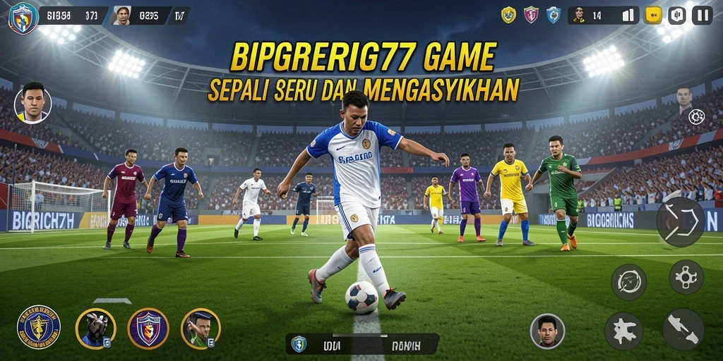 Screenshot gameplay BIGRICH77 yang menampilkan aksi sepak bola yang mendebarkan.
