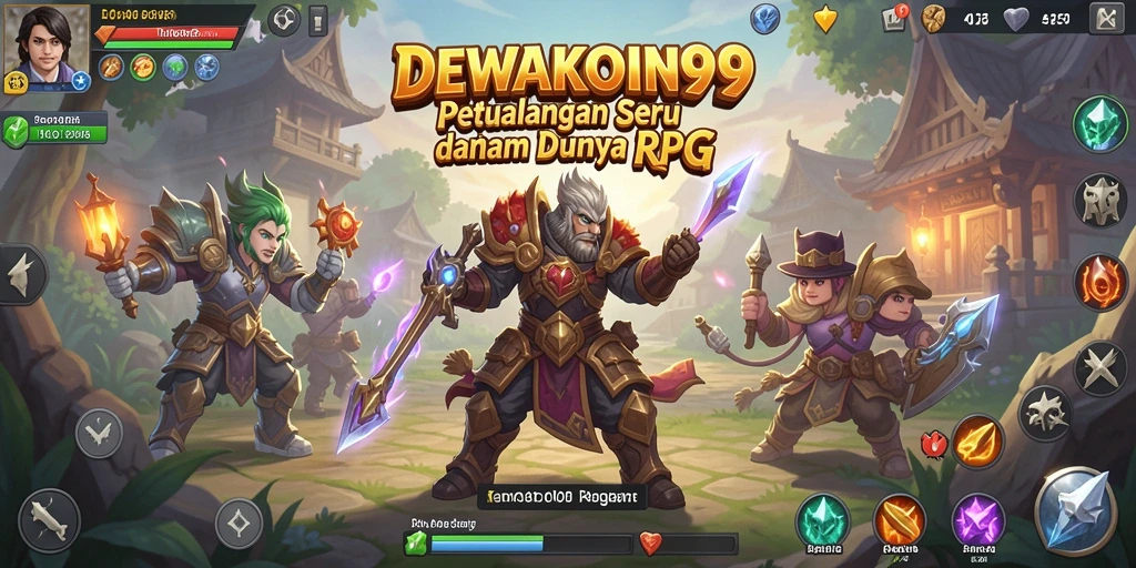 Screenshot gameplay DEWAKOIN99 yang menampilkan pertarungan epik dalam dunia RPG.