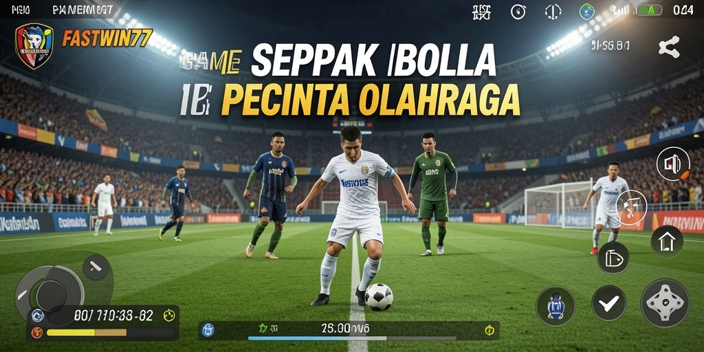 Tampilan gameplay seru di lapangan sepak bola nyata.