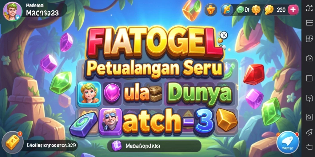 Tampilan gameplay seru di FIATOGEL dengan tantangan Match-3.
