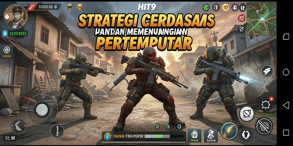 Screenshot gameplay HIT9 menunjukkan pertempuran strategi yang intens dan mendebarkan.