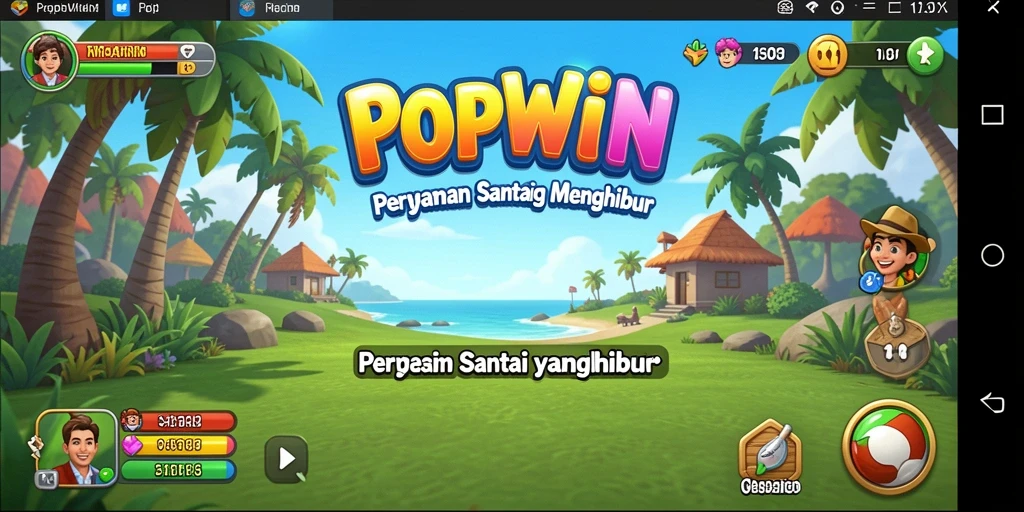 Screenshot utama POPWIN menampilkan gameplay seru yang penuh warna.