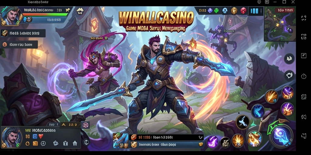 Tampilan gameplay seru dalam <strong>WINALLCASINO</strong> dengan aksi MOBA yang mendebarkan.